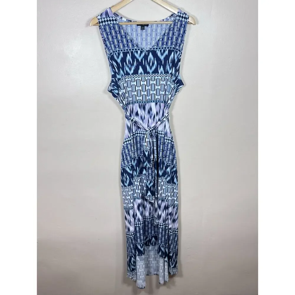 Lane Bryant Womens Plus Size Midi Dress 18/20 Belted High-Low Boho Stretch - Picture 3 of 13